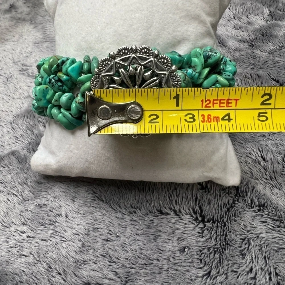 Carolyn Pollack Triple Strand Turquoise Nugget Bracelet with Silver Medallion